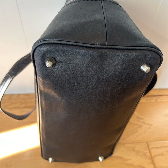 Coach Leather Carry All Satchel Shoulder Bag Black F12602 - Picture 8 of 10